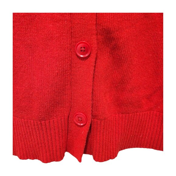 Banana Republic Fine Italian Yarn Filpucci Red V Neck Sweater Button Back Sz L - Picture 4 of 8
